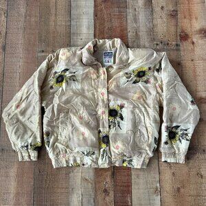 Vintage 80s Windbreaker Lightweight Jacket Beautiful Sunflower Print -M
